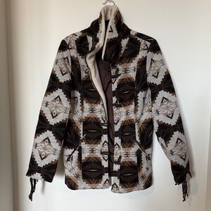 Brown and Cream Patterned Women's Jacket